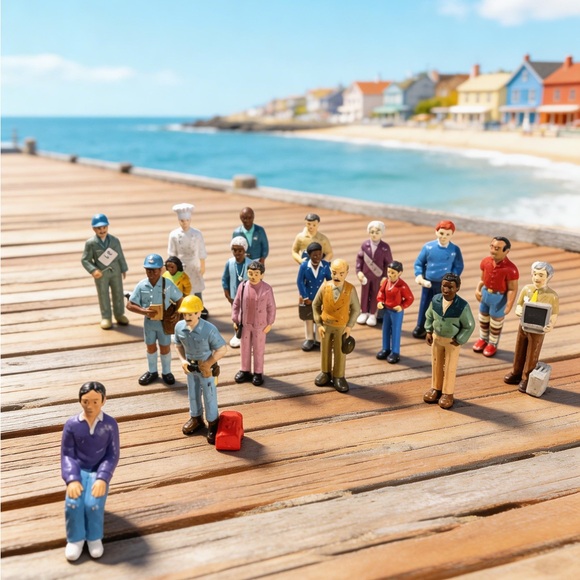 RARE Vtg Lakeshore Learning Community Block Play People Figures Lot - 19 Mixed